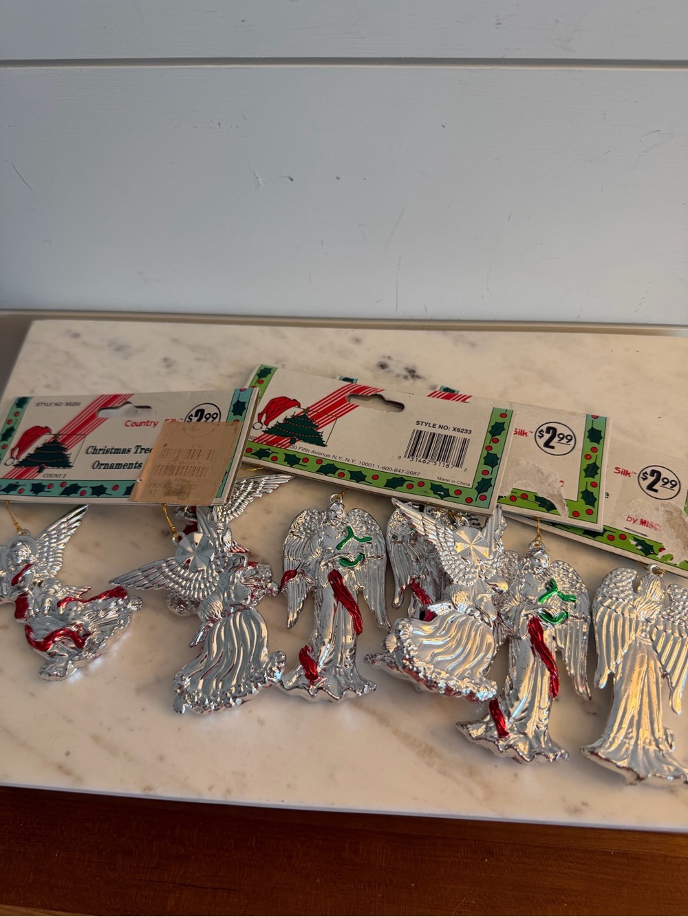 Vintage Misco Silver Angel Ornaments 4 Sets
